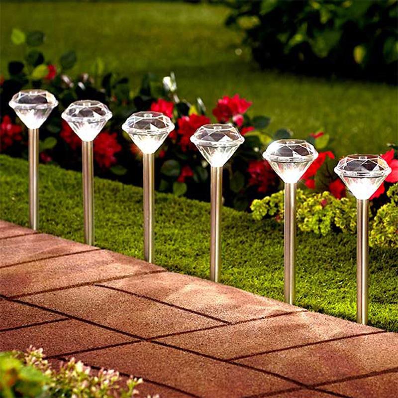 

4/8Pcs Diamond Shaped Solar LED Lawn Light Color Changing Outdoor Yard Garden Ground Lights Lamp White/Warm/RGB Lamps