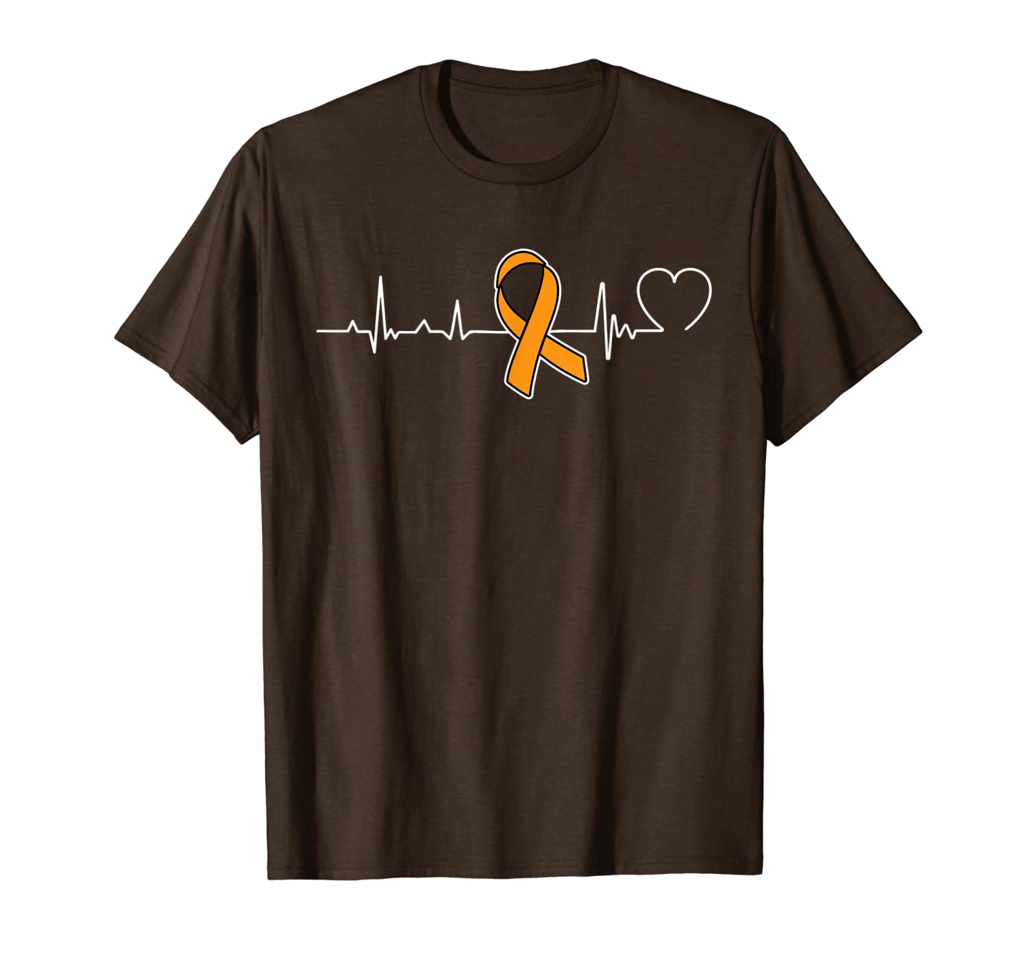 

heartbeat orange ribbon leukemia cancer awareness t-shirt, White;black