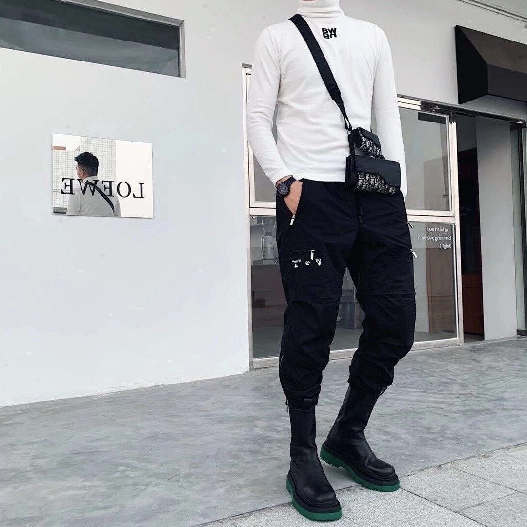 

Tested Version of Ins High Street style Men's Pants Heavy Industry Multi Pocket Work Clothes Multi Zipper Embroidery Off Versatile Casual, Black