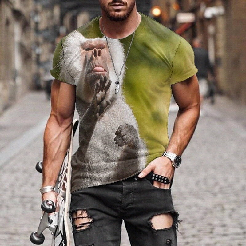 Men's Tee T shirt 3D Print Graphic Round Neck Casual Daily 3D Print Short Sleeve Tops Fashion Designer Cool Comfortable Green n7o0#