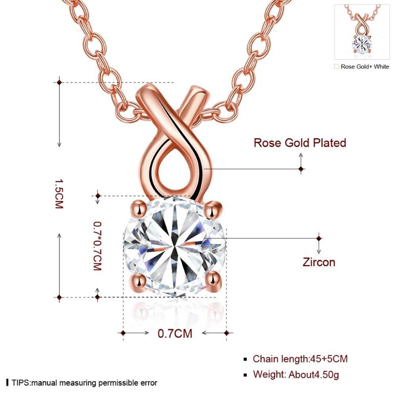 

Chains 2021 Women's Rose Gold Round Pendant Claw Necklace Inlaid With Zircon, Silver