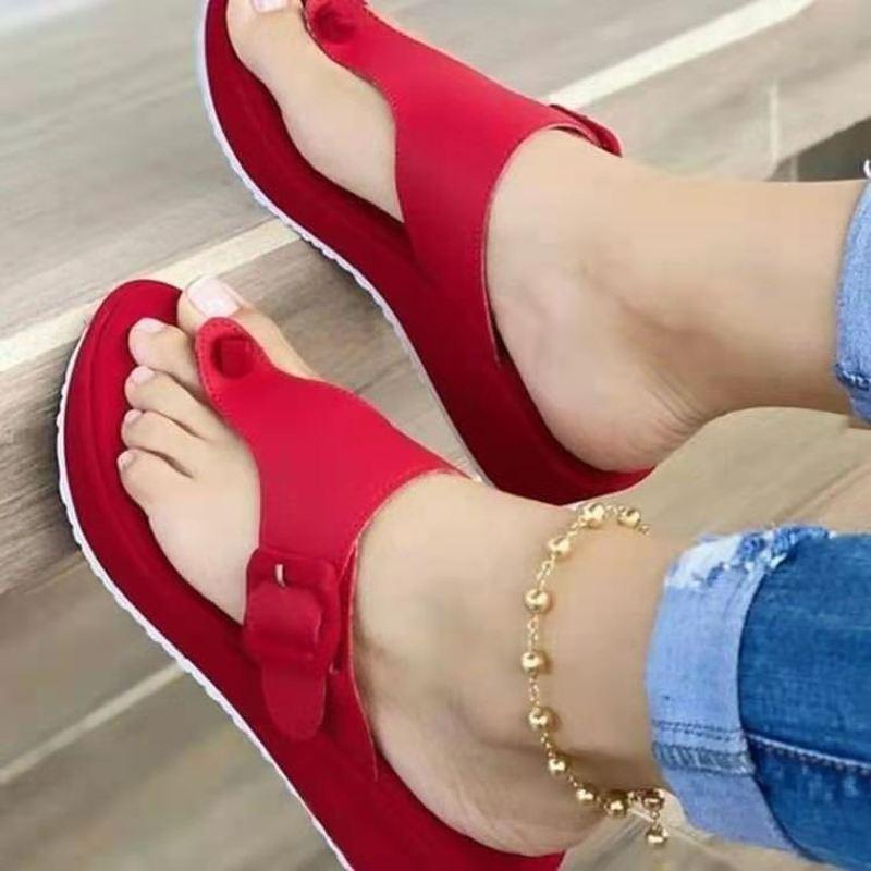 

Summer Women Slippers Casual Flip-flops Wedges Sandals Platform Heels Sandalias Mujer Toe Correction Shoes Woman, Black