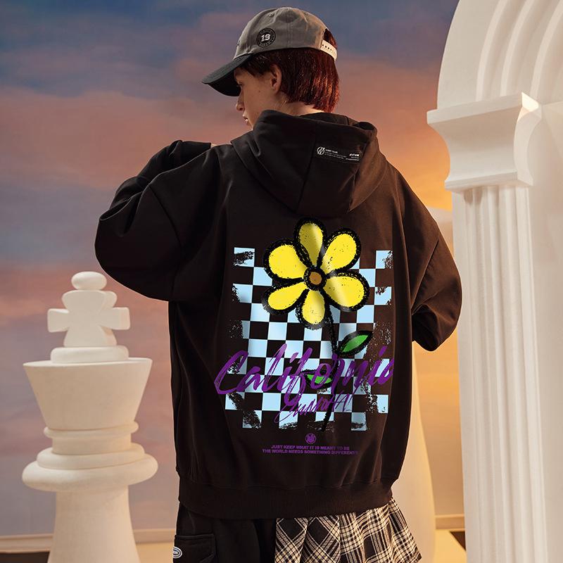 

Men' Hoodies & Sweatshirts 2021 Mens Hip Hop Streetwear Hoodie Colorful Sunflower Print Pullover Fashion Casual Cotton Hooded Sweatshirt Ov, Black