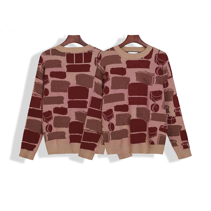 

21SS Mens Casual Sweater Logo Printed with Different Cartoon Patterns Round Neck Loose Clothes Suitable for Lovers, Brown