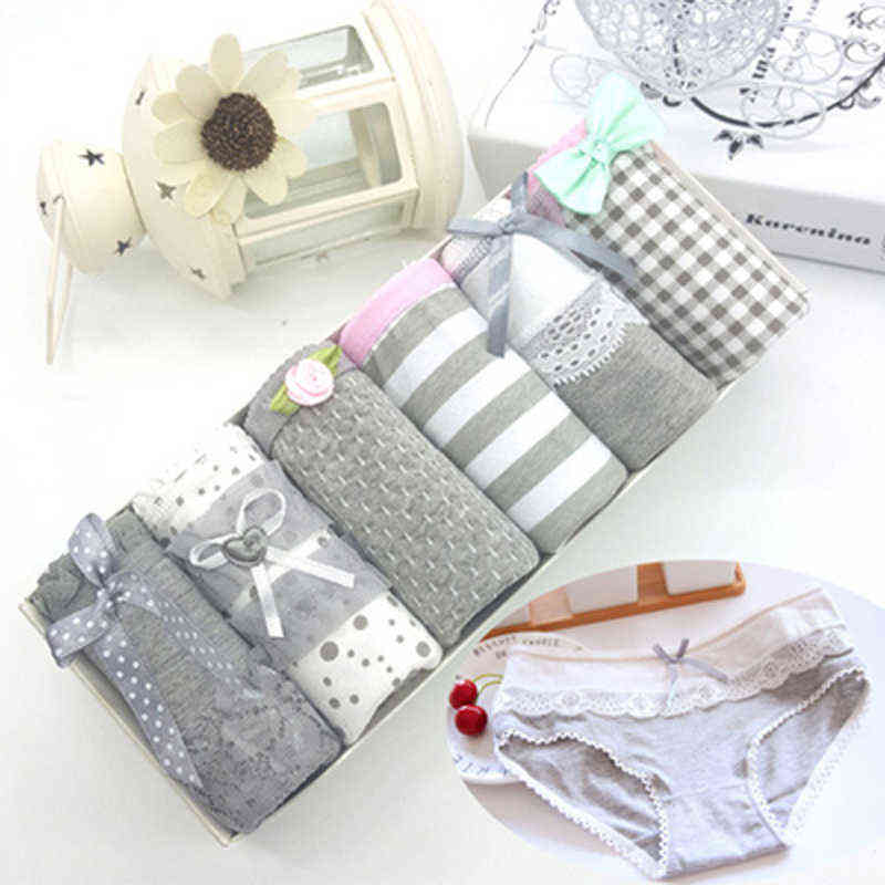 

6Pcs/lot Panties Underwear Women Girls Cotton Underwear Briefs Sexy Panties Women Lace Lingeries Calcinhas Visavis Underpants 211109