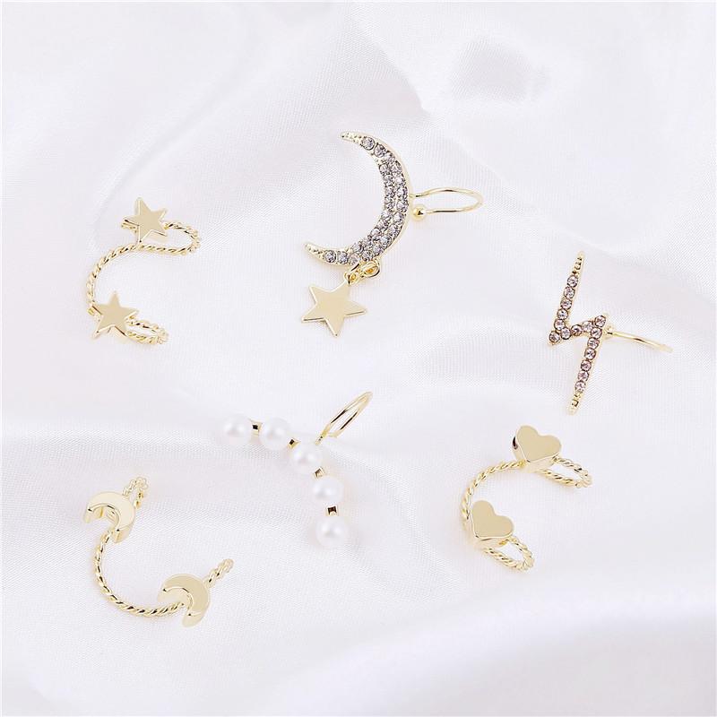 

Fashion Gold Color Pearl CZ ZIrcon Ear Cuffs Heart Moon Clip Earrings for Women No Hole Piercing Earring Accessories 10 Designs
