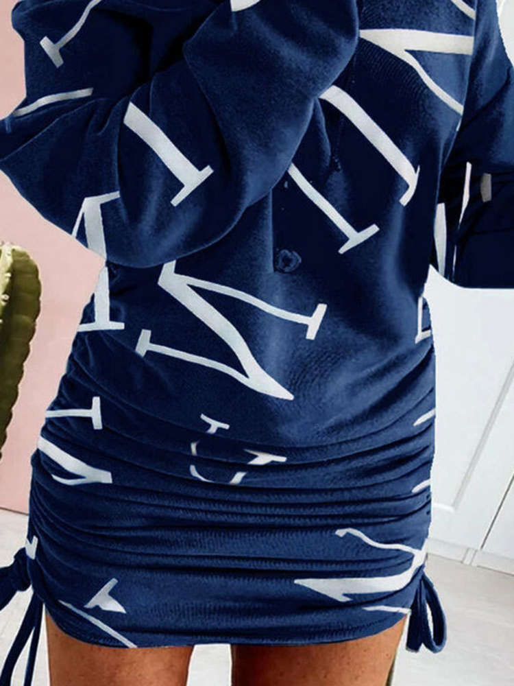 

Casual Dresses Q6130 lettered print Sweatshirt drs skirt, Navy blue