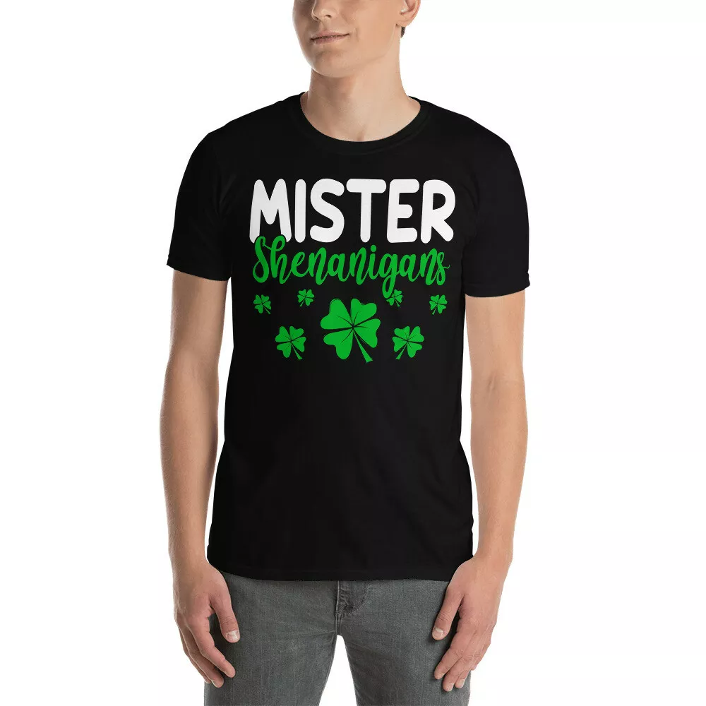 

Mister Shenanigans Cool St Patrick's Day Irish Shamrock Couple T-Shirt, White;black