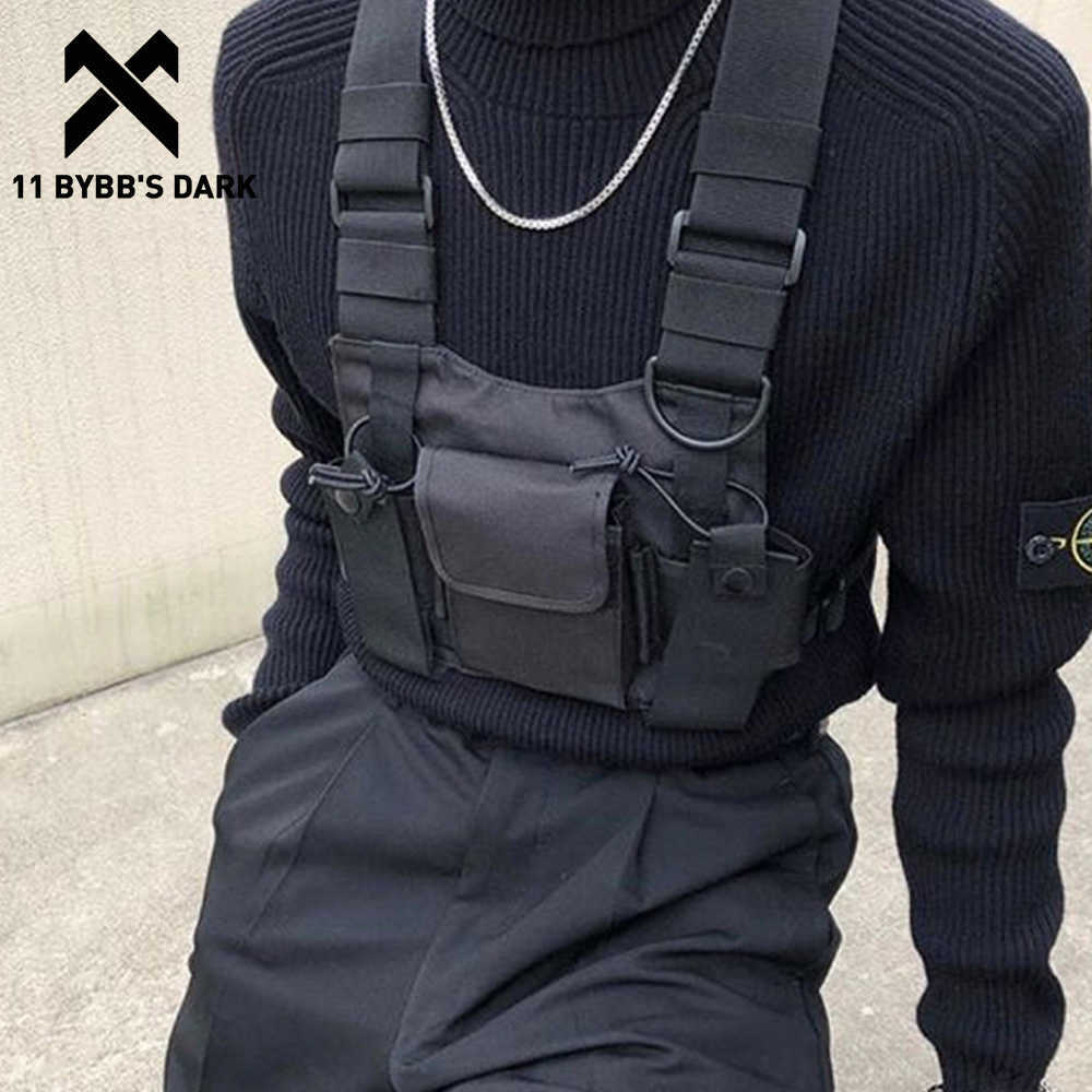 

11 BYBB'S DARK Function Tactical Chest Bag Hip Hop Streetwear Men Functional Waist Bags Adjustable Pockets Waist Shoulder Bag 210708, Purple