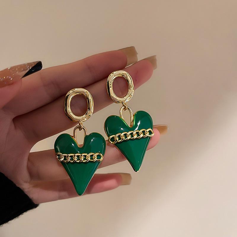 

Dangle & Chandelier Bohemian Statement Drop Earring Wholesale Women Green Crystal Earrings For Party Unique, Silver