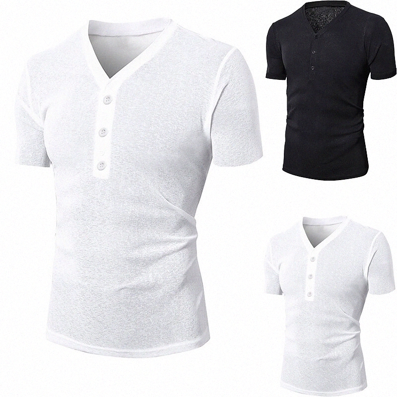 Men's Henley Shirt T shirt Solid Color Plus Size Henley Street Daily Button-Down Short Sleeve Tops Basic Casual Classic Big and Tall White Blac