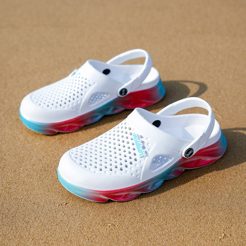 

Top Selling Mens Womens Trainer Sport Size Cross-border Summer Slippers Thick-soled Beach Shoes Couple Hole Shoe Outdoor Baotou Sandals Code:25LL-7790, 52655