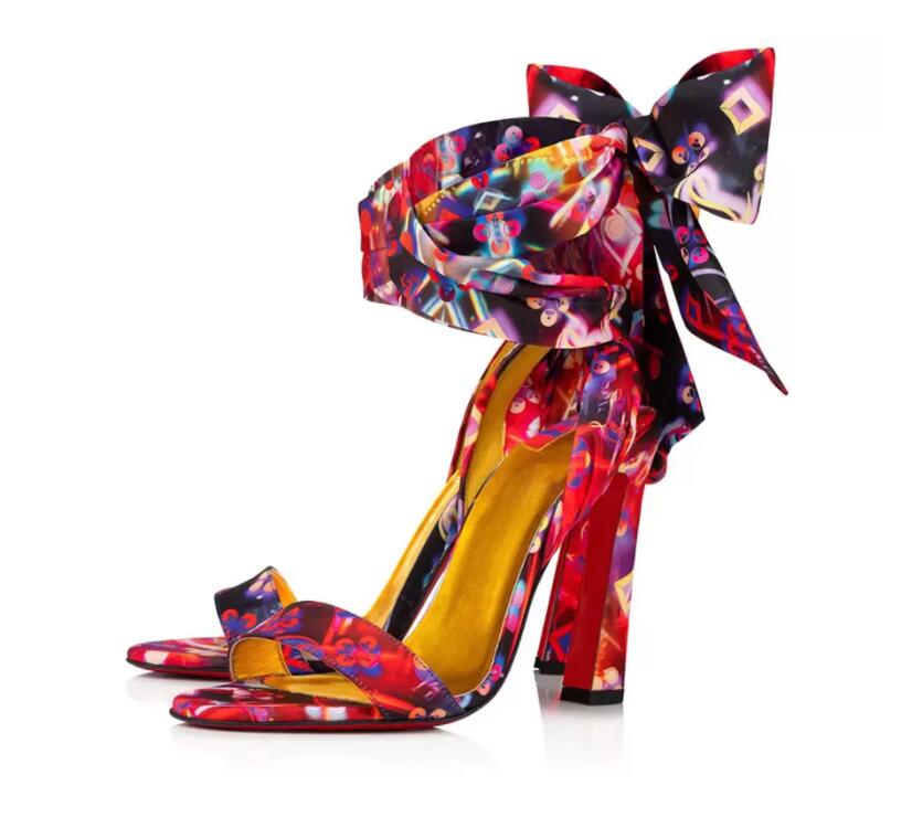 

Designer Shoes Sandal Crosse Du Desert 100 mm High Heels Slim Lady Sandale Dus Deserts Sandals Pumps Textile Graffiti Strap Silks Satins EU 35-43