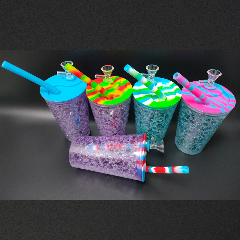 

Plastic Cup Water Pipe 6.1'' Smoking Pipes Hookah Dabber Tobacco Silicone Dab Oil Rig Bong