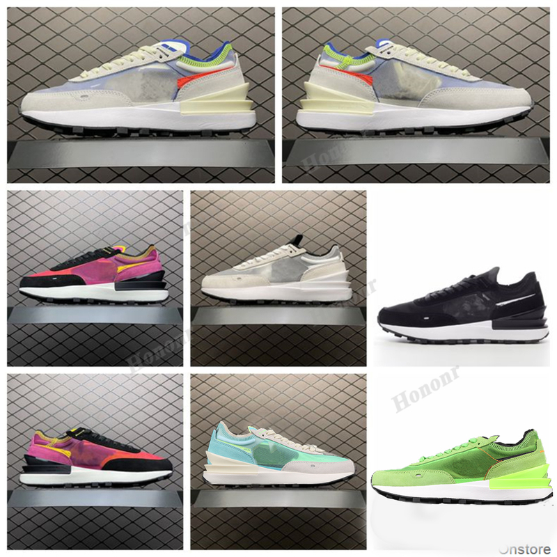 

2021 Waffle One Running Shoes Summer White Active Fuchsia Sleek/Black Mesh Breathable Casual Outdoor Sneakers DA7995