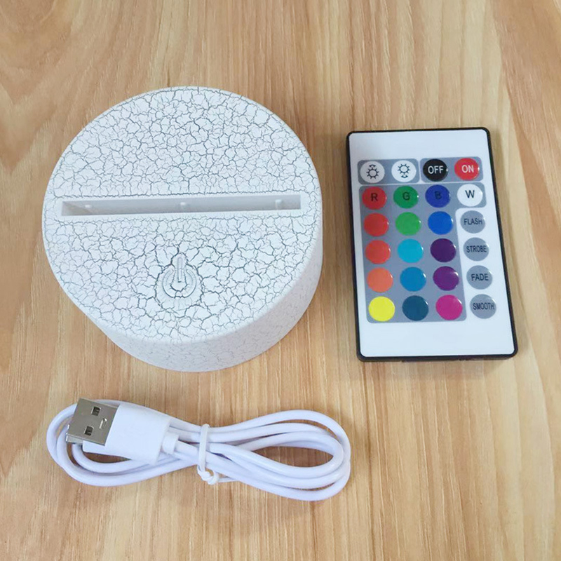 

Indoor Lighting RGB Lead Night Lights Touch Switch and Remote Control LED Lamp Base for 3D Illusion Light 4mm Acrylic Lamps Panel 3*AA Battery or DC 5V with USB Micro Port