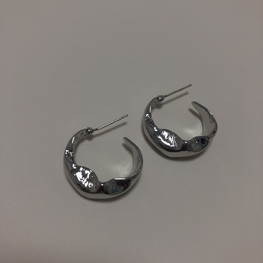 

Metal silver-plated irregular semi-circular earrings earrings custom-made, please consult