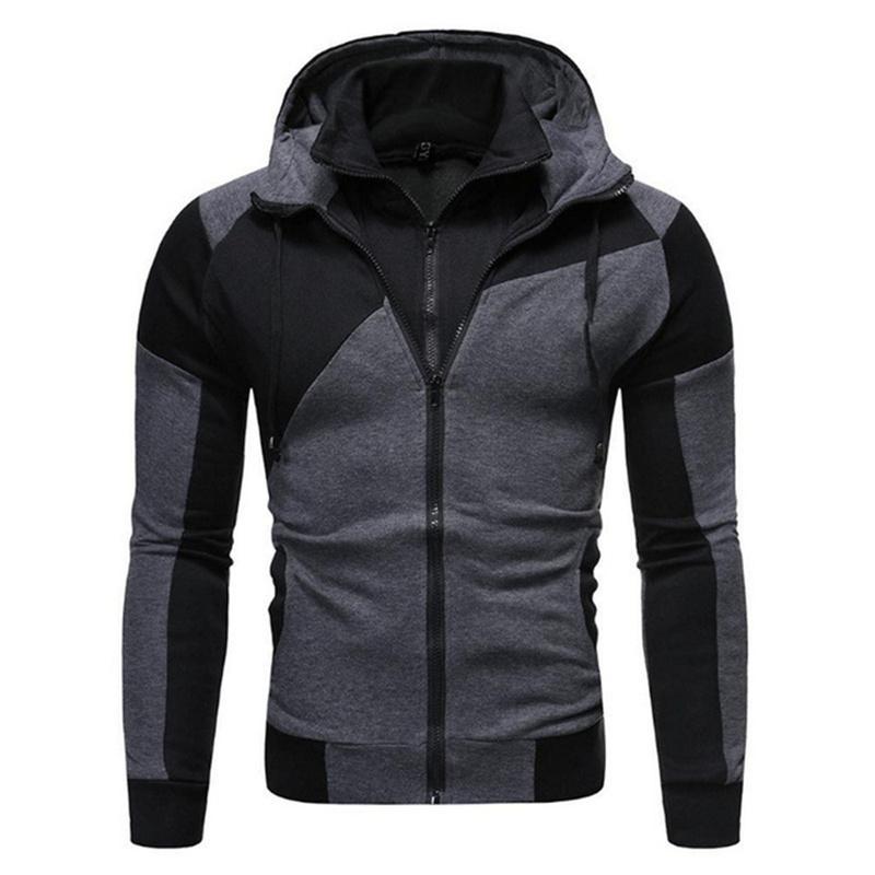 

Men's Jackets Splicing Coat Mountaineering Plush Warm Outdoor Zipper Hooded Sports Windbreaker, Black;brown