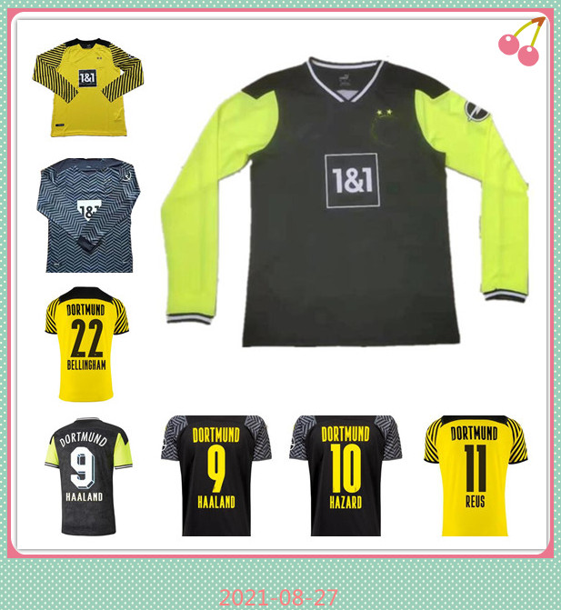 

Long Sleeve HAALAND 9 Customized 2021 2022 Thai Quality Soccer Jerseys Custom football shirt SANCHO 7 HAZARD 10 REUS 11 AKANJI 16 maillot de foot, Black;yellow