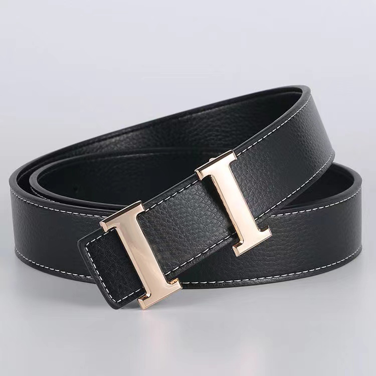 

Luxury Designer belt women's belt fashion large buckle Brass Buckle Leather Classic high quality leather, Black
