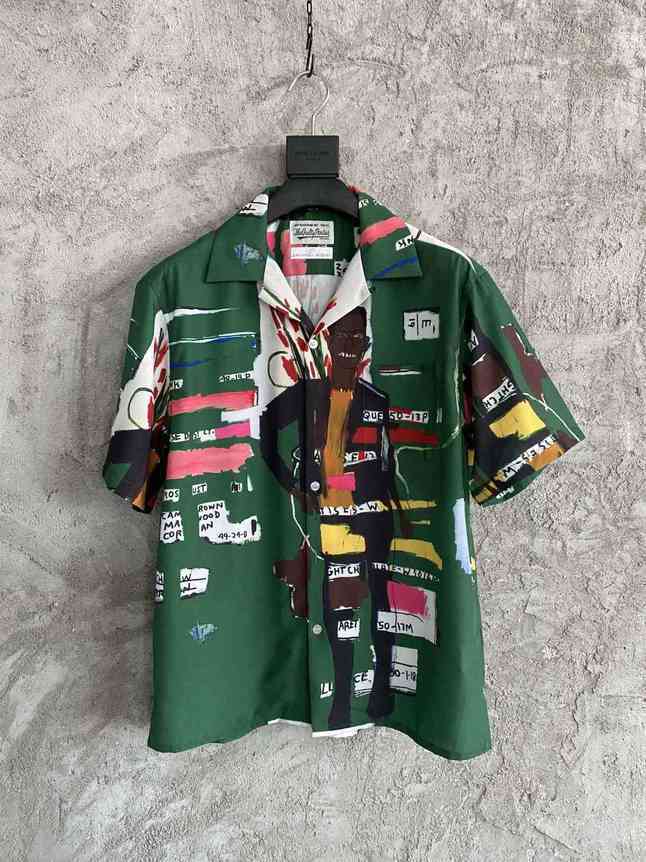 

Wacko Maria 21SS BASQUIAT HAWAIIAN SHIRT Hawaiian Graffiti Shirt Loose Women Men's Casual Shirts BKRD