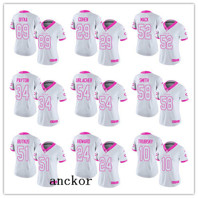 

Chicago''Bears''WOMEN Khalil Mack Mitchell Trubisky Limited Jersey Football White Pink Rush Fashion, Orange