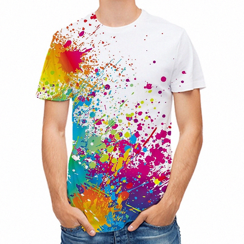 T-shirt unisexe pour hommes T-shirt Rainbow Graphic PLUS Taille Col Cause Cause Daily Impression quotidienne Tops Casual Designer Blanc Y2OA #