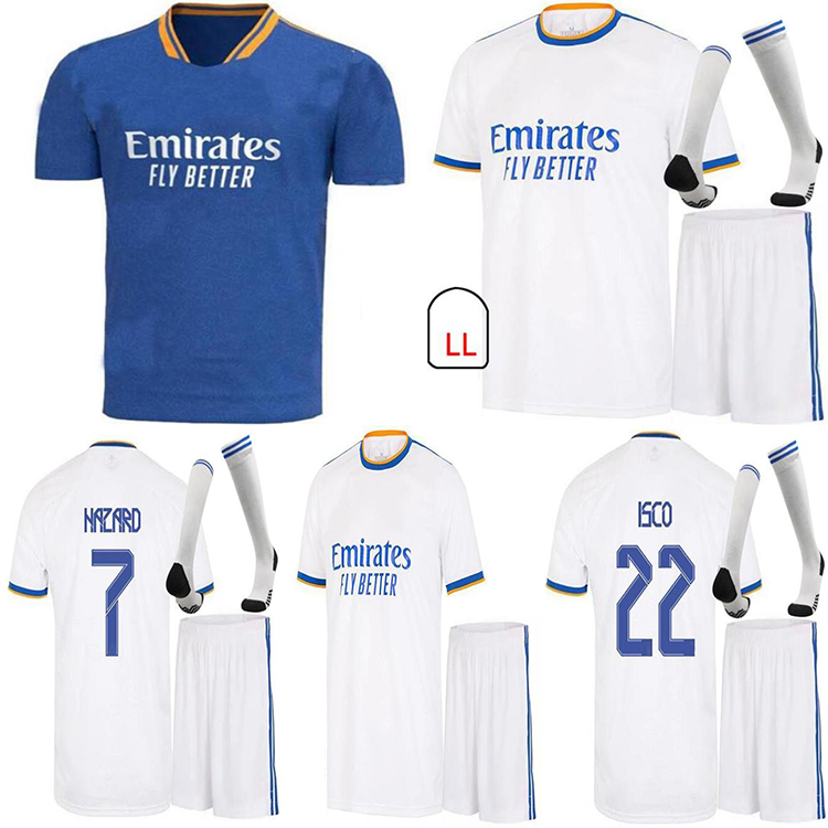 

21 22 REAL MADRID jerseys Children + adult suitr Socks football shirt ALABA HAZARD SERGIO RAMOS BENZEMA ASENSIO MODRIC MARCELO camiseta men, Black;yellow