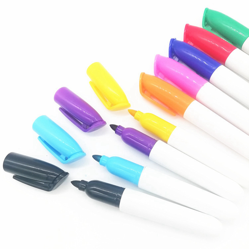 

12Colors Erasable Marker Water-based Dry Erase Pen Whiteboard Easy-to-erasable Color Painting Mini Children Office School Art Stationery wzg TL1395