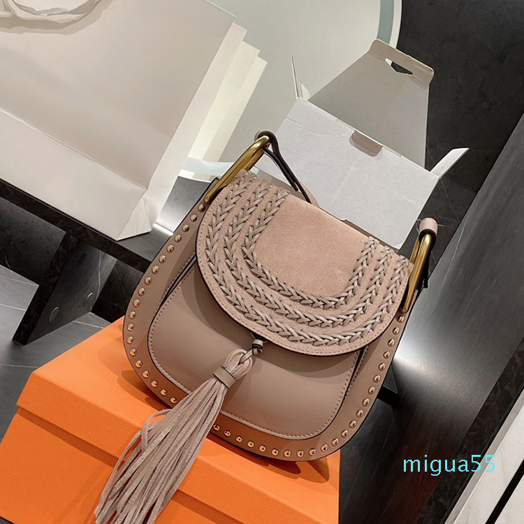 

Rivet Saddle bag girls shoulder crossbody bags vintage Marcie purses Tassel Cross-body pouch size 24cm, Black