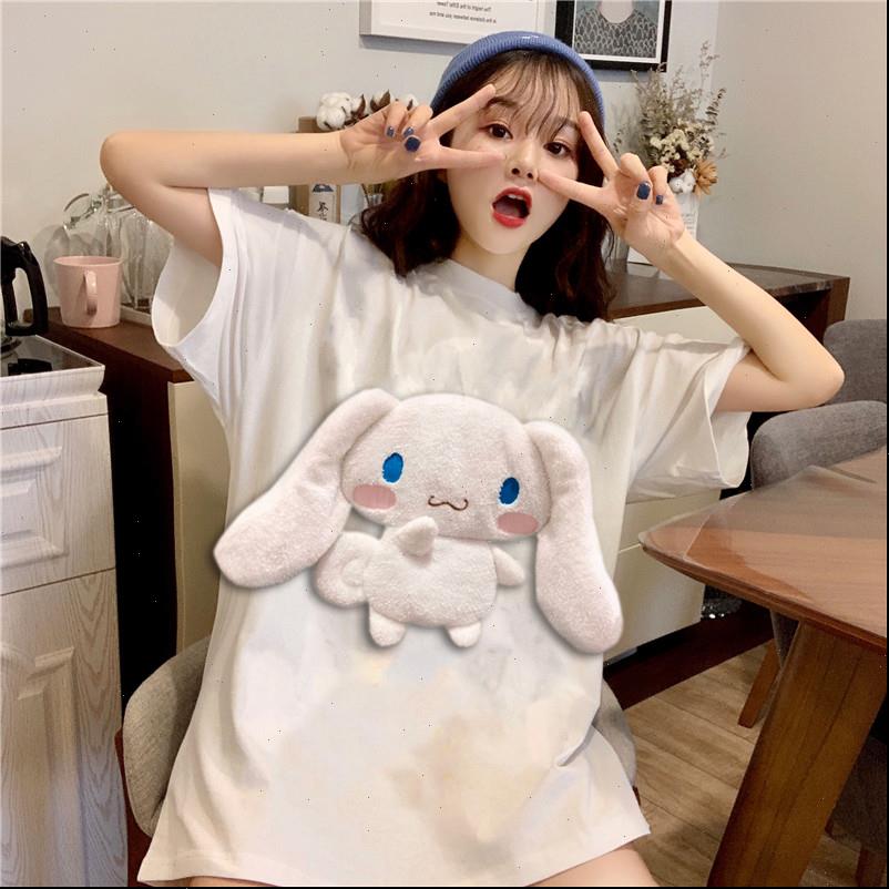 

cartoon cute womens t shirts cinnamoroll dog cotton shirt fashion anime women casual white black short sleeve tee summer girls