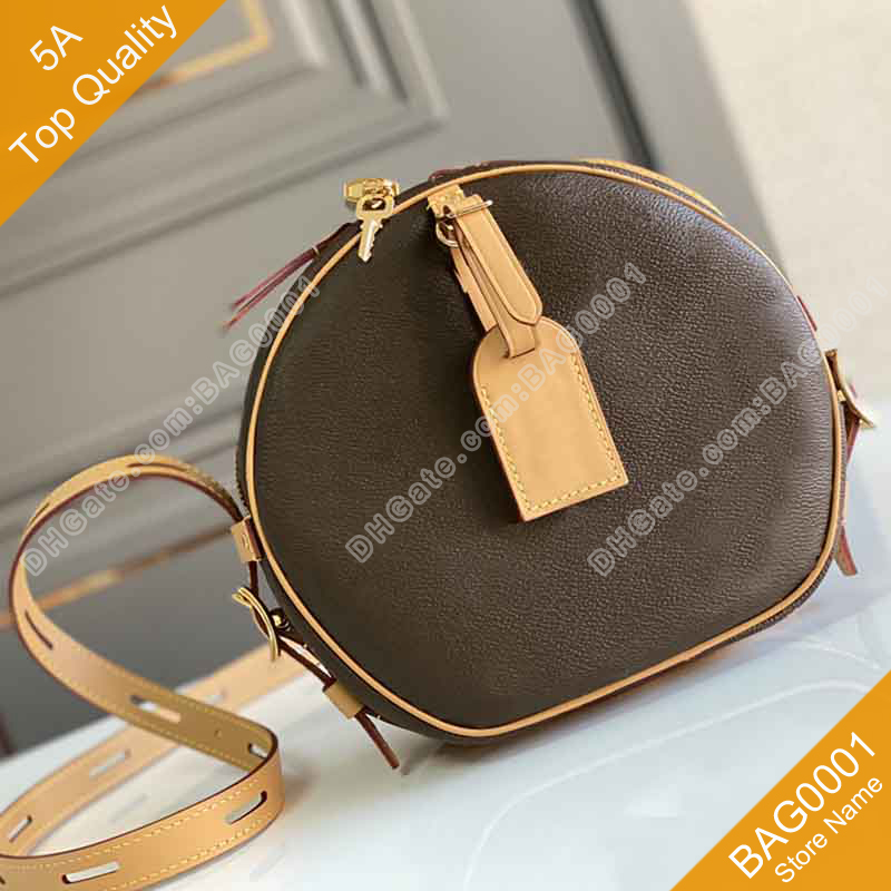 

5A Top Quality Round Bag Fashion Package Soft Middle-sized Canvas Cross body Shoulder With Box B030 (45647) BAG0001, Light brown 45647