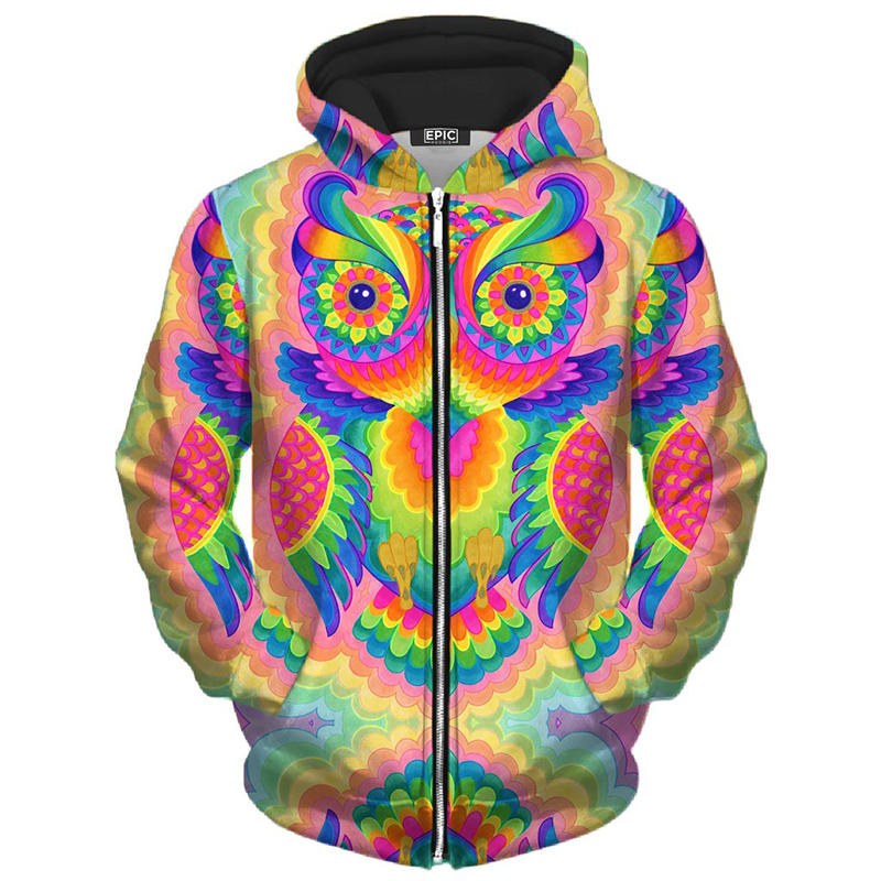 

Color eagle pattern men s Zip-up Hoodie visual impact party top punk goth round neck high quality sweater hoodie, Black