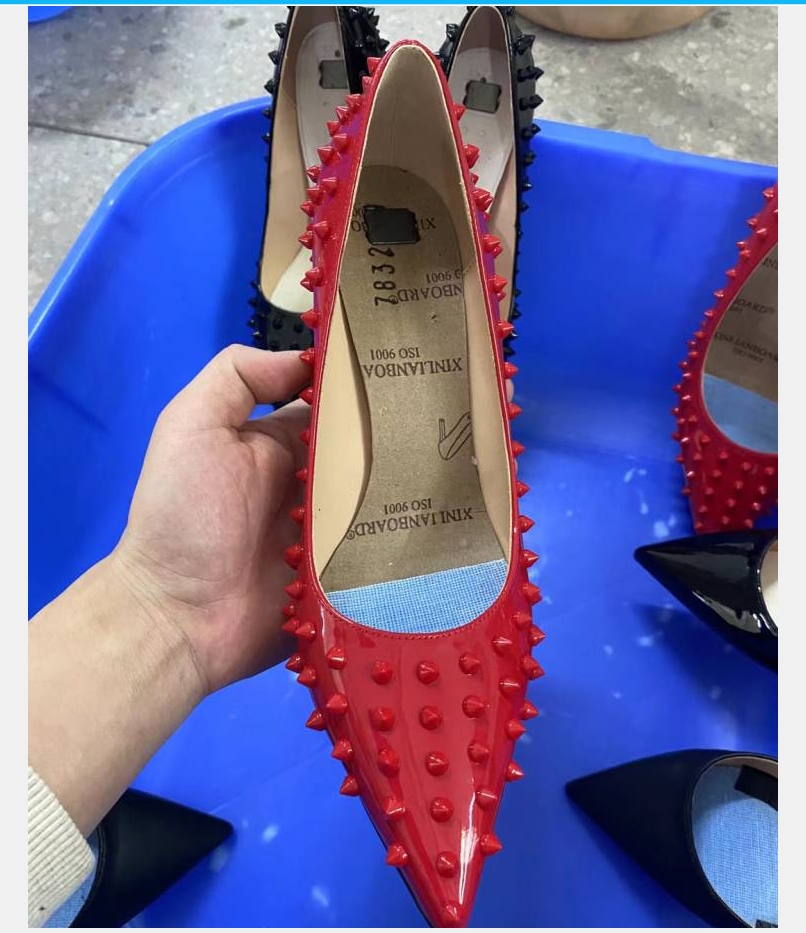 

Wedding marry dress shoes pointed front heels patent leahter red color height8cm high heels red bottom Pumps follies strass degrastrass imported mesh rhinestone, As picture