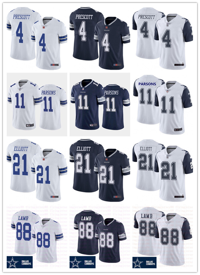 

Mens Womens YouthDallasCowboys21 Ezekiel Elliott 88 CeeDee Lamb 4 Dak Prescott 11 Micah Parsons Football Jerseys, Black;red