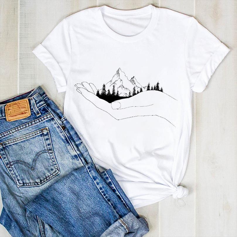 

men lady hand mountain mens vacay travel ladies print fashion summer tee female shirt clothes graphic, White;black