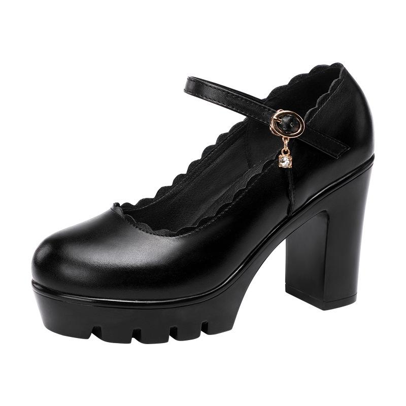 

Dress Shoes Small Size 32-43 Block High Heels Women's Chunky Platform Pumps 2021 Elegant White Red Wedding Office Dance, Black