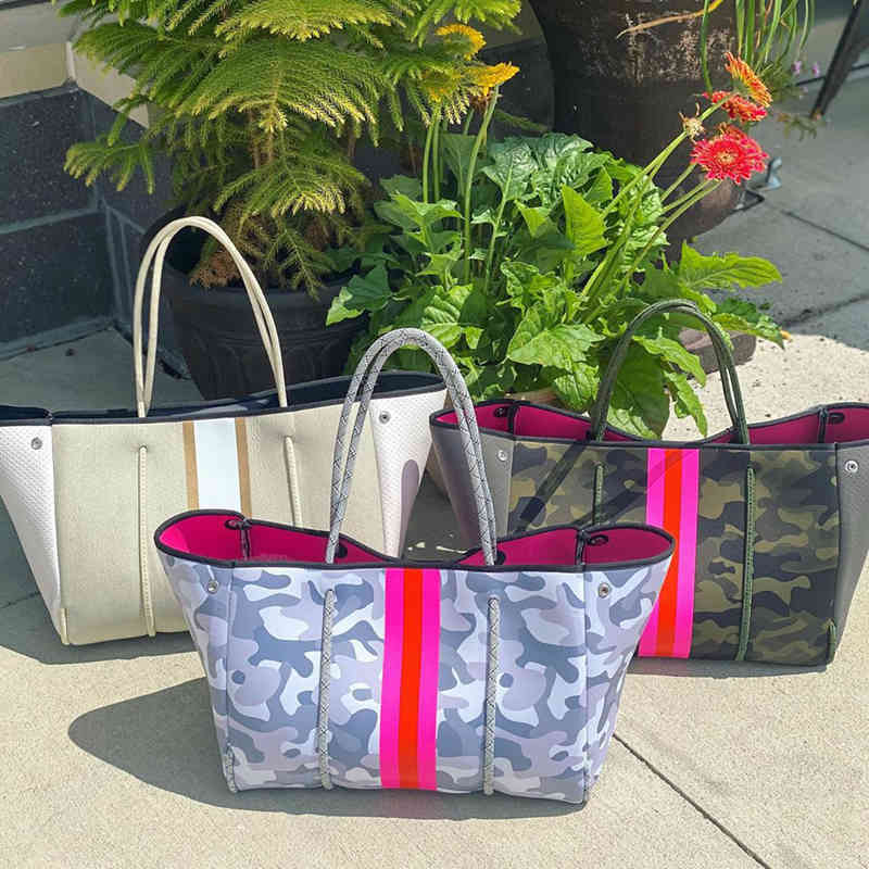 

Neoprene Fashion Trapeze Beach Tote Punched Hole Handbags Shoulder Bag Women Party Bags sea LLA363 11EA 0T8R