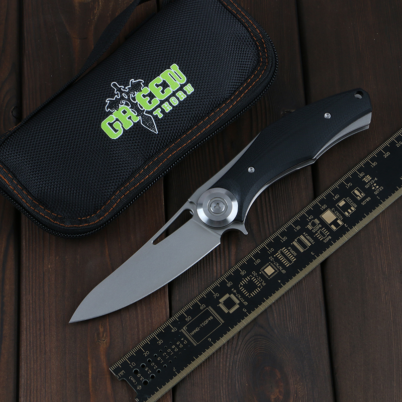 

Green thorn dark tactical ball folding knife D2 blade + G10 handle camping outdoor survival EDC tool