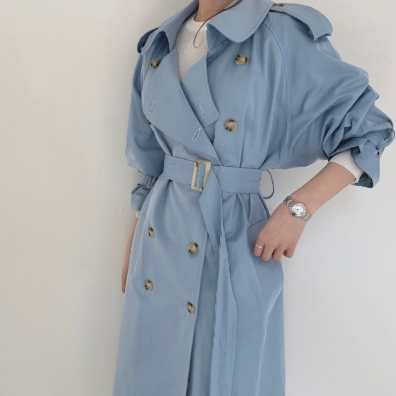 

Styles British Double Breasted Oversized Long Trench Coat Women Fashion Windbreaker Female Turn-down Collar Long Overcoat Vintag, Apricot