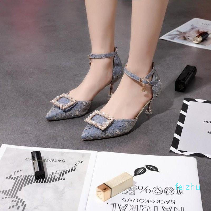 

Sandals Fashion Luxury Leather Buckle Strap Women Modern Square High Heels Woman Pumps Crystal Coxer Heel Shoes, Creamy-white
