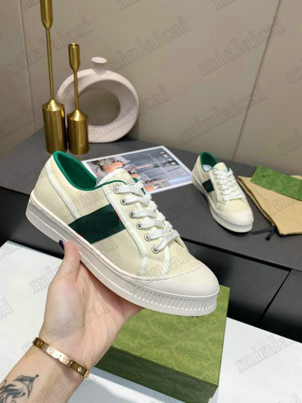 

Tennis 1977 Print Sneaker 21SS Womens Jacquard Denim Green And Red Web Stripe Shoe Italy Luxurys Low-Top Lace-Up Cellulose Grid sneakers Designers Casual Shoes, Customize