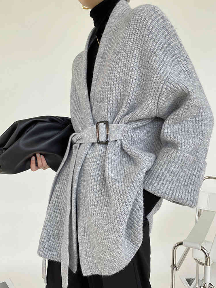 

Women's Fur & Faux Tigena Autumn women cardigan nightgown fashion wrap with cleavage v solid mesh belt oversized women's coat RLST, 1# shoe box