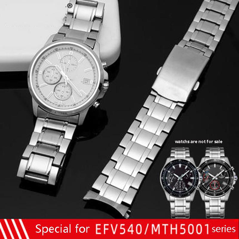 

Watch Bands Solid Stainless Steel Strap Arc Interface Special For MTH-5001 EFV-540 Elbow Original Style Bracelet 22mm