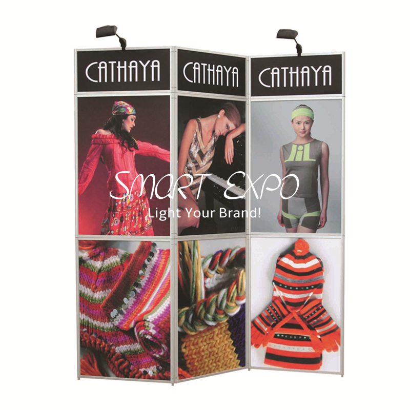Portable Folding Panel Advertising Display Backwall with Customized Graphics Printing-image-468948829