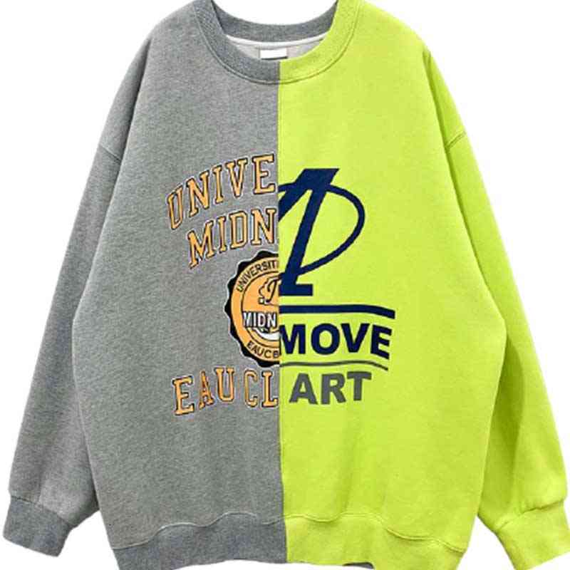 

Women's Sweaters Female sweatshirt spring and autumn Korean style lazy, wild, gray, fluorescent green contrast color OK9N, 1# shoe box