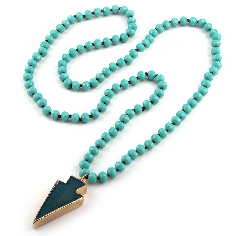 

Pendant Necklaces Fashion Knotted Halsband Aqua Crystal Beads Neck Arrowhead Necklace
