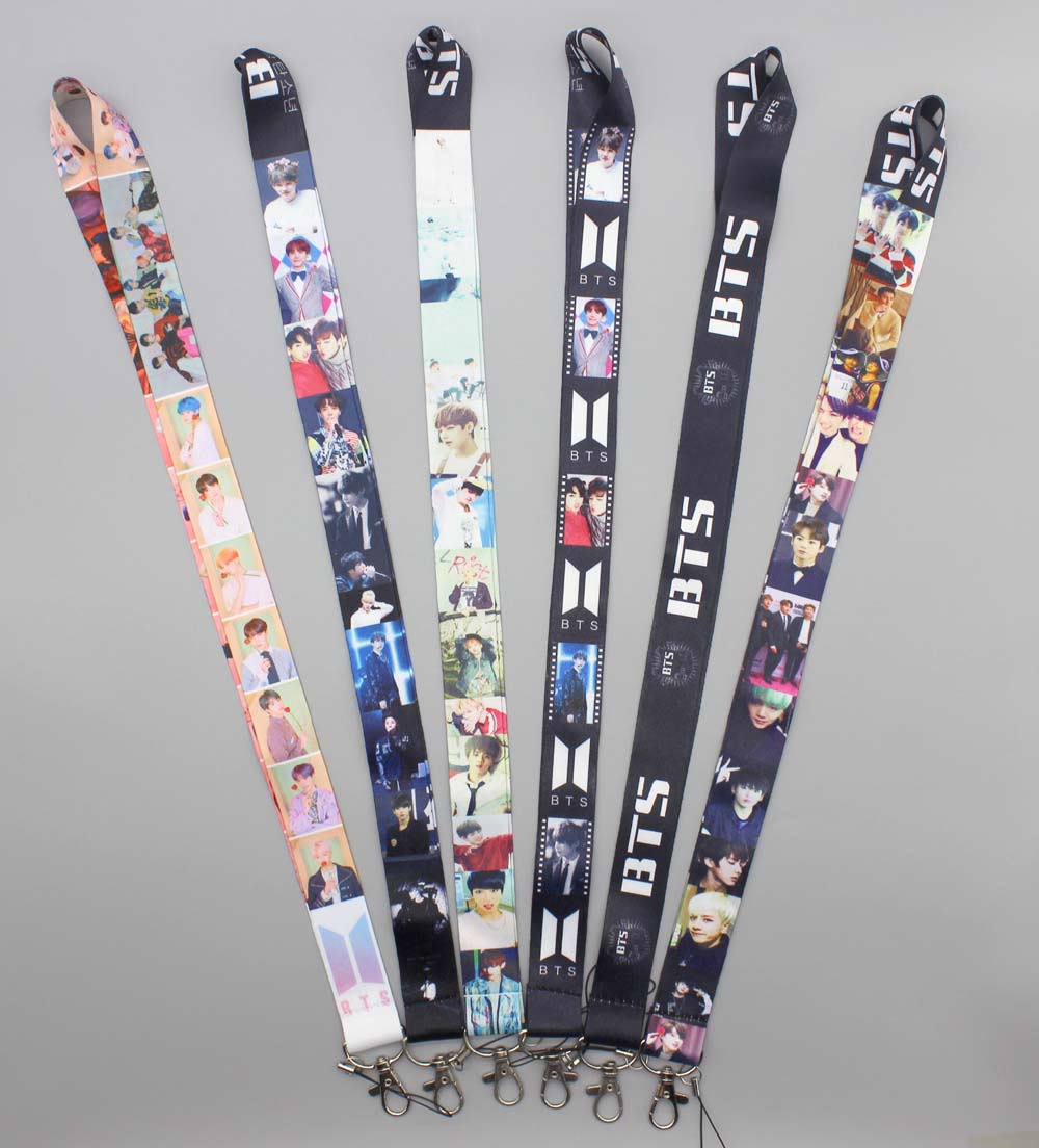 

Bts logo Lanyard Printing Straps Cell Phone Bag Pendant Keychain Card Rope mix Styles