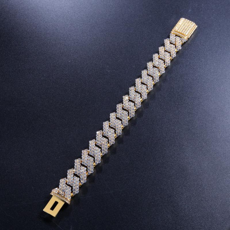

Link, Chain TBTK Miami Geometry Hexagon Copper Paved Full Of Zircon Bracelet Bling Crystal Man Fold Over Clasp Beautiful