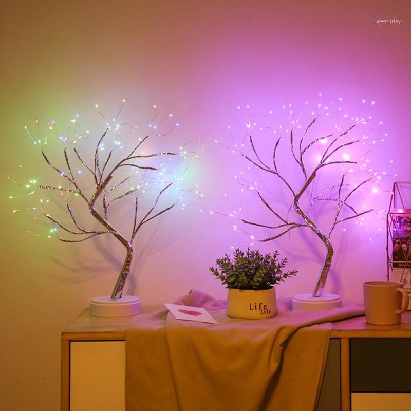 

Party Decoration LED Christmas Tree Lights Tabletop Bonsai Night Light Lighted DIY Artificial Lamp For Home USB